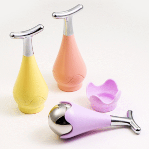 Facial Roller Massager with Dual-Ended Heart and Spherical Design, Suitable for Face, Neck, Eyes, and Body Skincare — Low-Allergy Metal Gift for Women