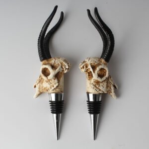 OEM Resin Goat Skull Wine Bottle Stopper – Buffalo Water Bubalus with Antelope Horn Design