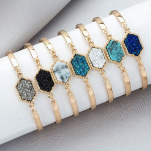 Shiny Druzy Stone Charm Bracelets Geometric Faux Natural Stone Bracelet