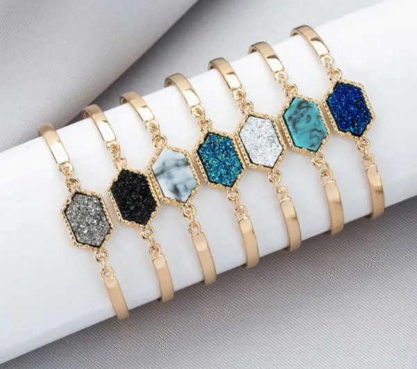 Shiny Druzy Stone Charm Bracelets Geometric Faux Natural Stone Bracelet