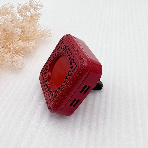 Zinc Alloy Square Chinese‑Style Hollow Pattern Magnetic Car Vent Clip Aromatherapy – DIY Support - Image 3